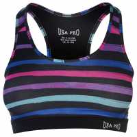 Workwear Usa Pro Fitness Crop Top Junior Girls Bright Stripes Спортни сутиени