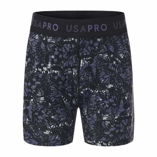 Usa Pro Къси Панталони Момичета 3 Inch Training Shorts Junior Girls Black Butterfly 