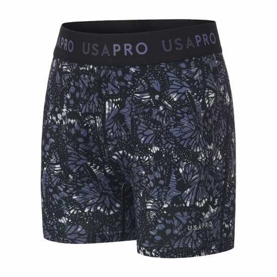 Usa Pro Къси Панталони Момичета 3 Inch Training Shorts Junior Girls Black Butterfly 