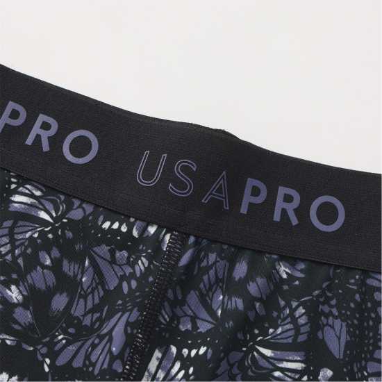 Usa Pro Къси Панталони Момичета 3 Inch Training Shorts Junior Girls Black Butterfly 