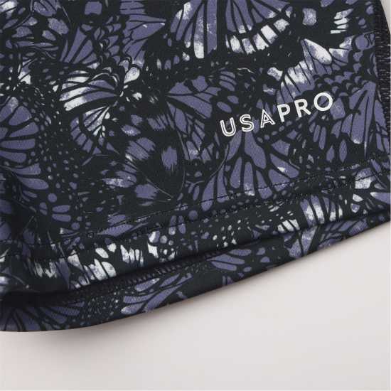 Usa Pro Къси Панталони Момичета 3 Inch Training Shorts Junior Girls Black Butterfly 