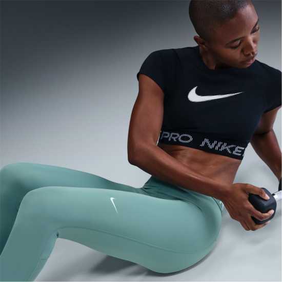 Nike Pro Women's Mid-Rise Mesh-Panelled Leggings Cannon/White Дамски дрехи за фитнес
