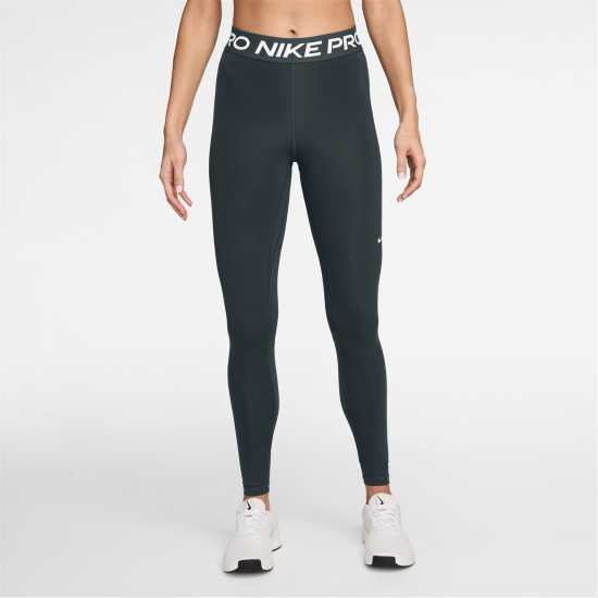 Дамски дрехи за фитнес Nike Pro Women's Mid-Rise Mesh-Panelled Leggings SEAWEED/WHITE Nike Pro Women's Mid-Rise Mesh-Panelled Leggings SEAWEED/WHITE Дамски дрехи за фитнес