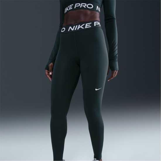 Дамски дрехи за фитнес Nike Pro Women's Mid-Rise Mesh-Panelled Leggings SEAWEED/WHITE Nike Pro Women's Mid-Rise Mesh-Panelled Leggings SEAWEED/WHITE Дамски дрехи за фитнес