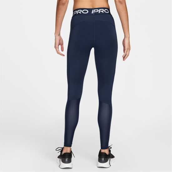 Nike Pro Women's Mid-Rise Mesh-Panelled Leggings Midnight Navy Дамски дрехи за фитнес