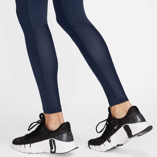 Nike Pro Women's Mid-Rise Mesh-Panelled Leggings Midnight Navy Дамски дрехи за фитнес