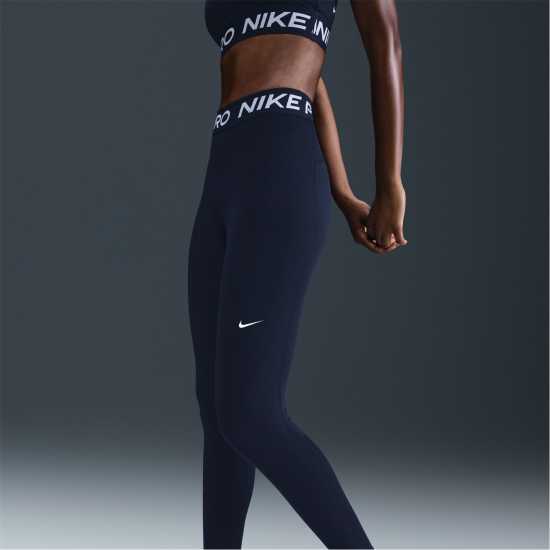 Nike Pro Women's Mid-Rise Mesh-Panelled Leggings Midnight Navy Дамски дрехи за фитнес