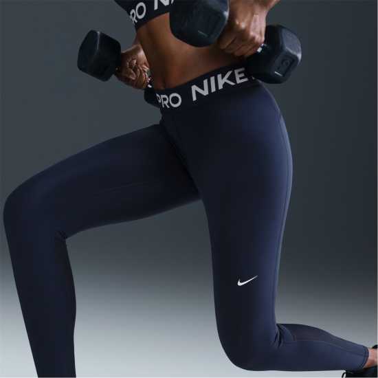 Nike Pro Women's Mid-Rise Mesh-Panelled Leggings Midnight Navy Дамски дрехи за фитнес