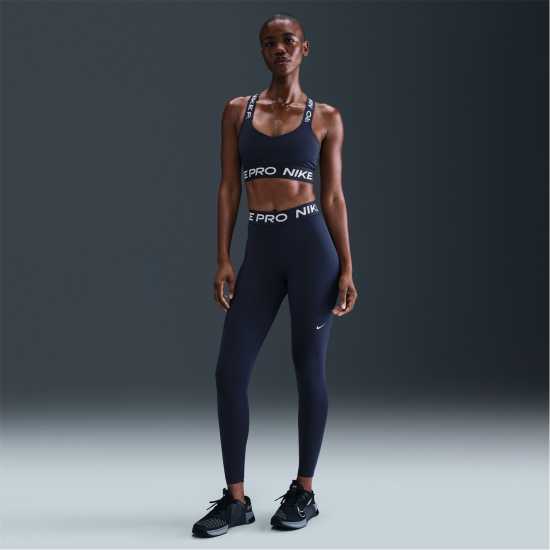 Nike Pro Women's Mid-Rise Mesh-Panelled Leggings Midnight Navy Дамски дрехи за фитнес