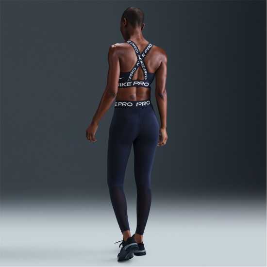 Nike Pro Women's Mid-Rise Mesh-Panelled Leggings Midnight Navy Дамски дрехи за фитнес