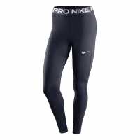 Nike Pro Women's Mid-Rise Mesh-Panelled Leggings Обсидиан/ Бяло Дамски дрехи за фитнес
