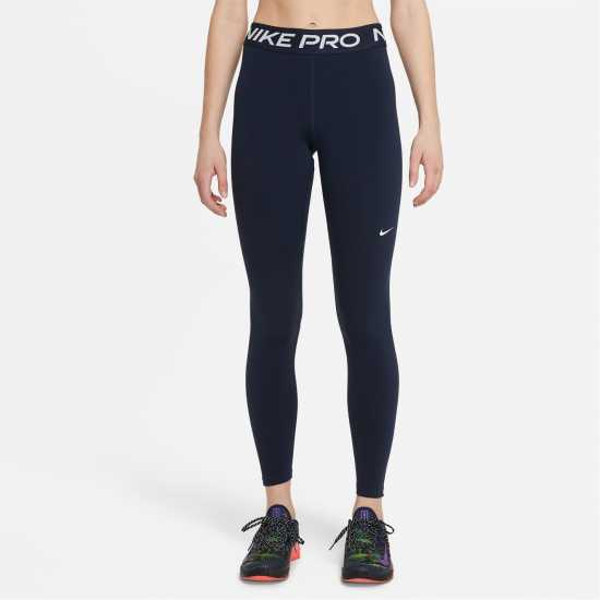 Дамски дрехи за фитнес Nike Pro Women's Mid-Rise Mesh-Panelled Leggings Обсидиан/ Бяло Nike Pro Women's Mid-Rise Mesh-Panelled Leggings Обсидиан/ Бяло Дамски дрехи за фитнес