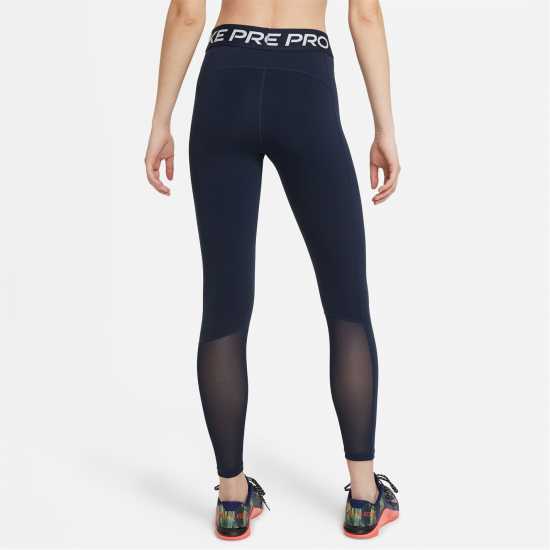 Дамски дрехи за фитнес Nike Pro Women's Mid-Rise Mesh-Panelled Leggings Обсидиан/ Бяло Nike Pro Women's Mid-Rise Mesh-Panelled Leggings Обсидиан/ Бяло Дамски дрехи за фитнес