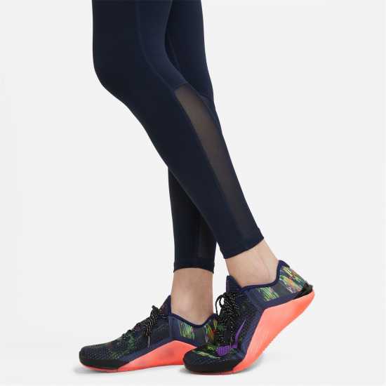 Дамски дрехи за фитнес Nike Pro Women's Mid-Rise Mesh-Panelled Leggings Обсидиан/ Бяло Nike Pro Women's Mid-Rise Mesh-Panelled Leggings Обсидиан/ Бяло Дамски дрехи за фитнес