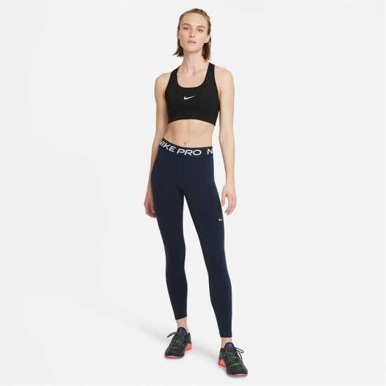 Дамски дрехи за фитнес Nike Pro Women's Mid-Rise Mesh-Panelled Leggings Обсидиан/ Бяло Nike Pro Women's Mid-Rise Mesh-Panelled Leggings Обсидиан/ Бяло Дамски дрехи за фитнес