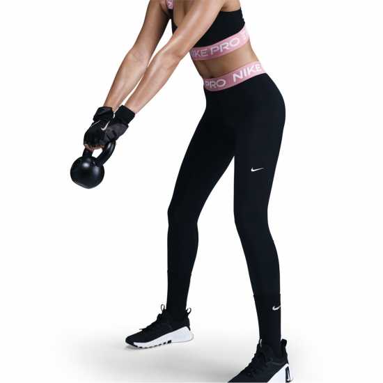Дамски дрехи за фитнес Nike Pro Women's Mid-Rise Mesh-Panelled Leggings Черно/Розово Nike Pro Women's Mid-Rise Mesh-Panelled Leggings Черно/Розово Дамски дрехи за фитнес