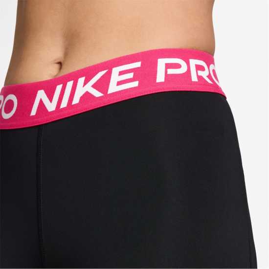 Nike Pro Women's Mid-Rise Mesh-Panelled Leggings Black/Rush Pink Дамски дрехи за фитнес