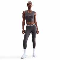Nike Pro Women's Mid-Rise Mesh-Panelled Leggings Thundr Grey/Wht Дамски дрехи за фитнес