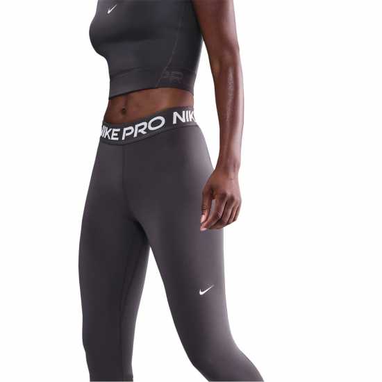 Nike Pro Women's Mid-Rise Mesh-Panelled Leggings Thundr Grey/Wht Дамски дрехи за фитнес