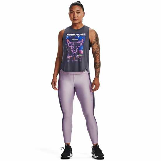 Under Armour Project Rock Heat Gear Ankle Legging Womens Purple Дамски клинове за фитнес