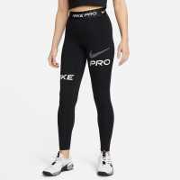 Nike Pro Dri-FIT Women's Mid-Rise Leggings Black/White Дамски клинове за фитнес