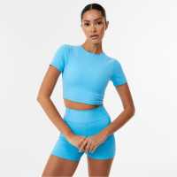 Usa Pro X Sophie Habboo Short Sleeve Crop Tee Аква Дамски дрехи за бягане