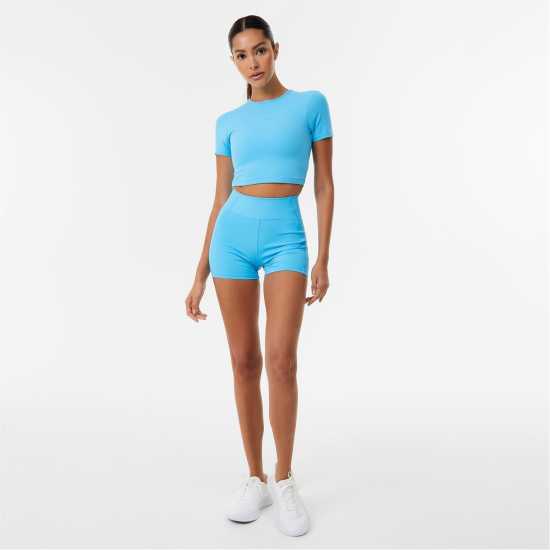 Дамски дрехи за бягане Usa Pro X Sophie Habboo Short Sleeve Crop Tee Аква Usa Pro X Sophie Habboo Short Sleeve Crop Tee Аква Дамски дрехи за бягане