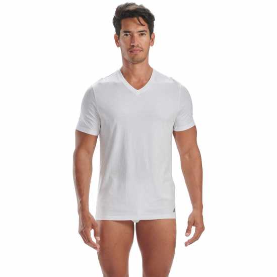 Adidas Мъжка Тениска 3 Pack Active Core Cotton V Neck T Shirt Mens White Мъжко облекло за едри хора
