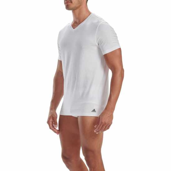 Adidas Тениска Active Flex Cotton V Neck T Shirt White Мъжко облекло за едри хора