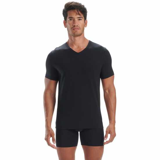 Adidas Тениска Active Flex Cotton V Neck T Shirt Black Мъжко облекло за едри хора