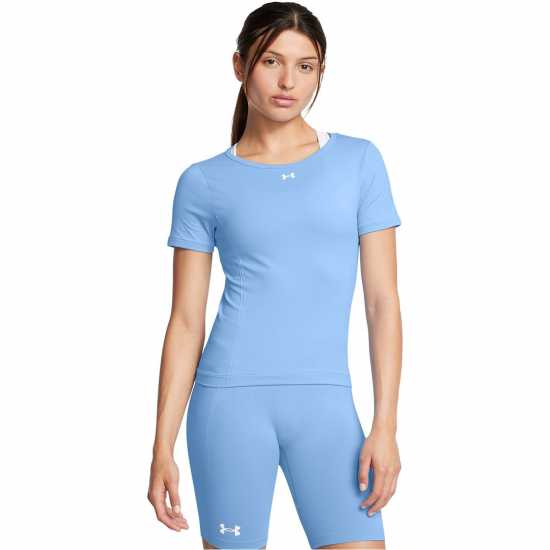 Under Armour Women's Vanish Seamless Short-Sleeve Performance Gym Top Синьо Under Armour Women's Vanish Seamless Short-Sleeve Performance Gym Top Синьо