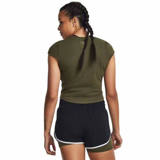 Under Armour Project Rock Night Shift Cap T-Shirt Womens Green Дамски дрехи за бягане