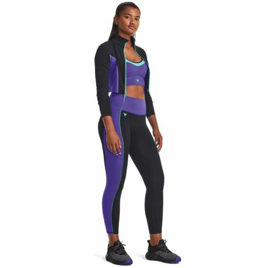 Under Armour Дамско Яке Project Rock Cropped Gym Jacket Womens Black Дамски горнища с цип