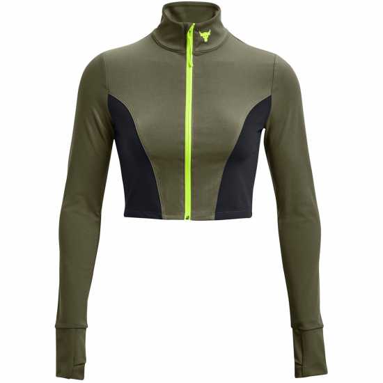 Under Armour Дамско Яке Project Rock Cropped Gym Jacket Womens Зелено Дамски горнища с цип