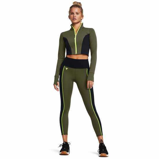 Under Armour Дамско Яке Project Rock Cropped Gym Jacket Womens Зелено Дамски горнища с цип