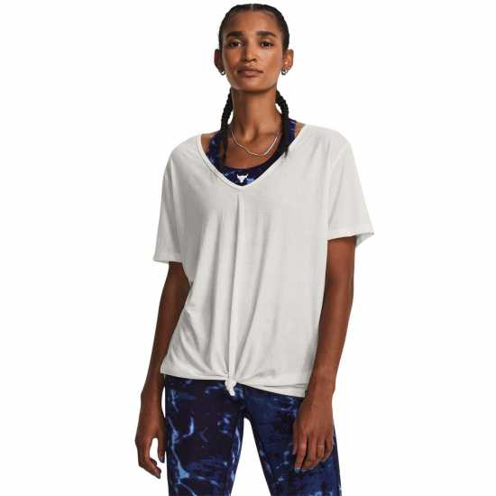 Under Armour Armour Pjt Rck Completer Deep V T Gym Top Womens Бяло Дамски дрехи за бягане