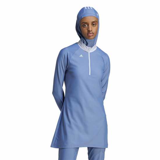 Adidas 3 Stripes Long Sleeve Swim Top Womens  