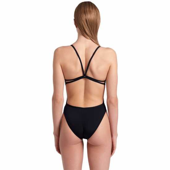 Womens Solid Lace Back Swimsuit Womens Solid Lace Back Swimsuit