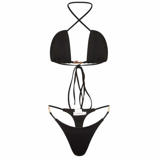 Дамски бански Honeyz Bikini Set Womens Черно Honeyz Bikini Set Womens Черно Дамски бански