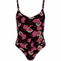 Nike Poppy Floral Womens V-Neck One Piece Черно Nike Poppy Floral Womens V-Neck One Piece Черно