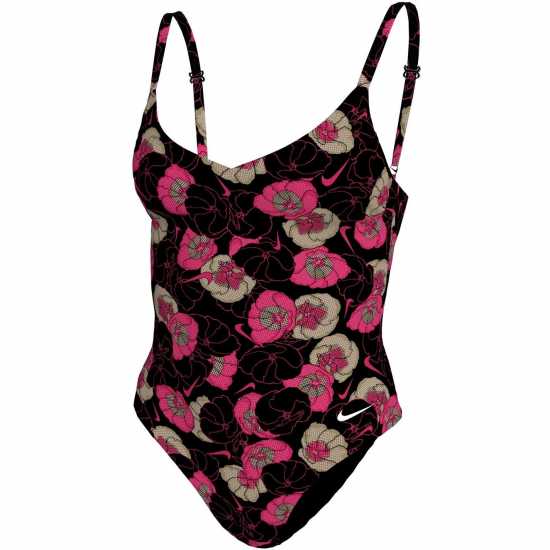 Nike Poppy Floral Womens V-Neck One Piece Черно Nike Poppy Floral Womens V-Neck One Piece Черно