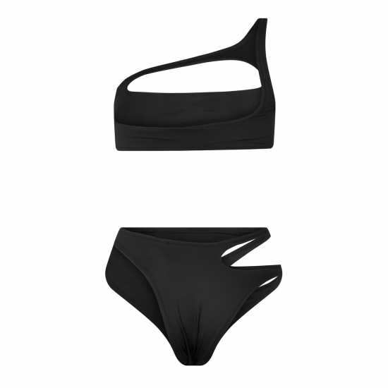 Off White Cut Out Bikini Set Черно/Бяло Дамски бански