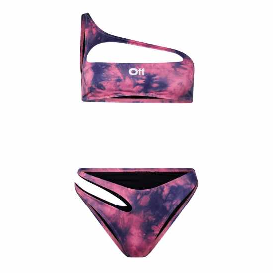 Off White Cut Out Bikini Set Розово/Синьо Дамски бански