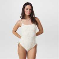 Jack Wills Ruched Swimsuit Ld52 Лимон Печат Бикини танкини шорти