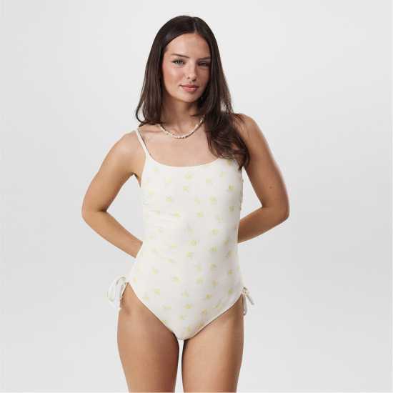 Бикини танкини шорти Jack Wills Ruched Swimsuit Ld52 Лимон Печат Jack Wills Ruched Swimsuit Ld52 Лимон Печат Бикини танкини шорти