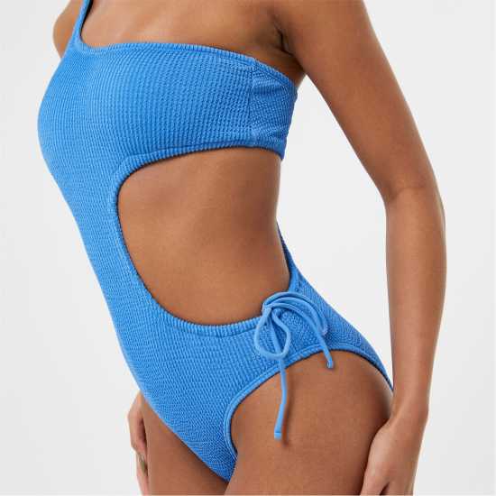 Jack Wills Crinkle Asymmetric Swimsuit Cobalt Бикини танкини шорти