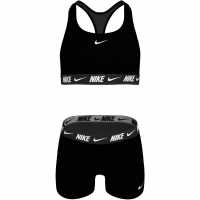Nike Swim Logo Tape Swim Big Kids (Girls) Racerback Bikini & Short Set Nike Swim Logo Tape Swim Big Kids (Girls) Racerback Bikini & Short Set