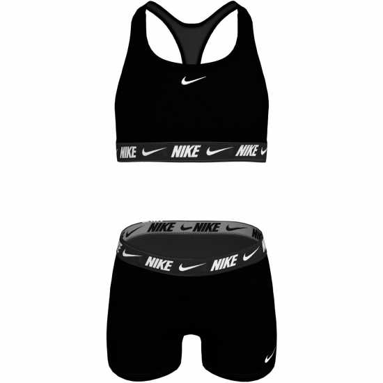 Nike Swim Logo Tape Swim Big Kids (Girls) Racerback Bikini & Short Set Nike Swim Logo Tape Swim Big Kids (Girls) Racerback Bikini & Short Set