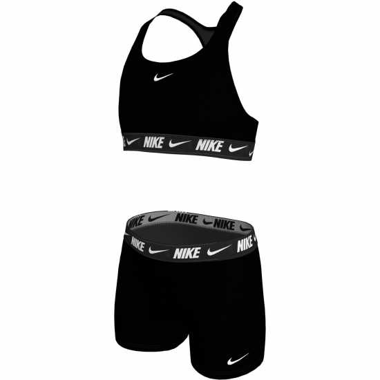 Nike Swim Logo Tape Swim Big Kids (Girls) Racerback Bikini & Short Set Nike Swim Logo Tape Swim Big Kids (Girls) Racerback Bikini & Short Set