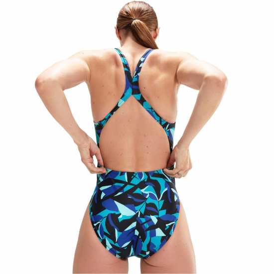 Speedo Allover Digital Powerback Swimsuit Womens  Дамски бански